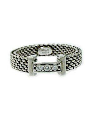 Tiffany & Co Silver Diamond Somerset Mesh Ring